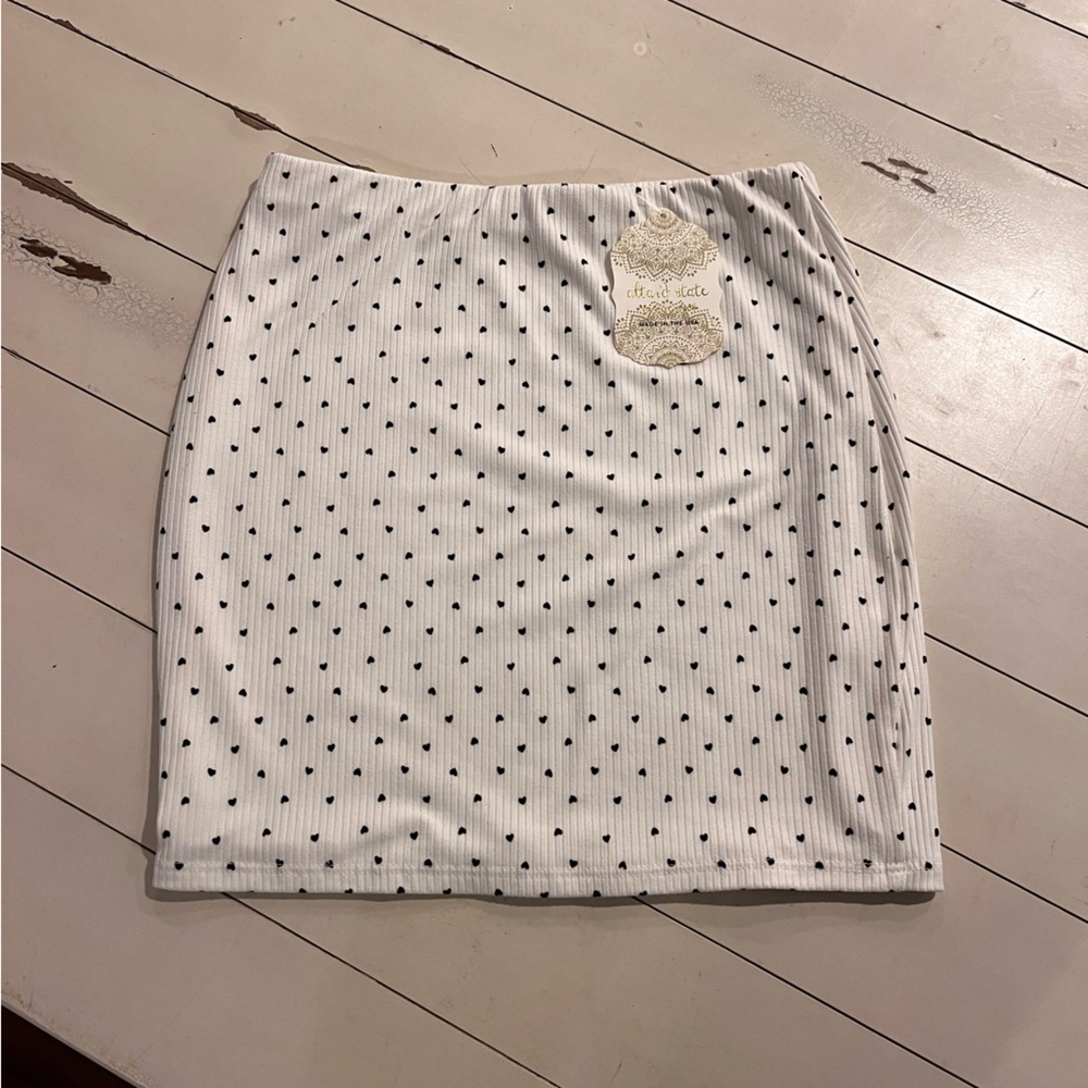 Altard State NWT black heart polka dot mini skirt